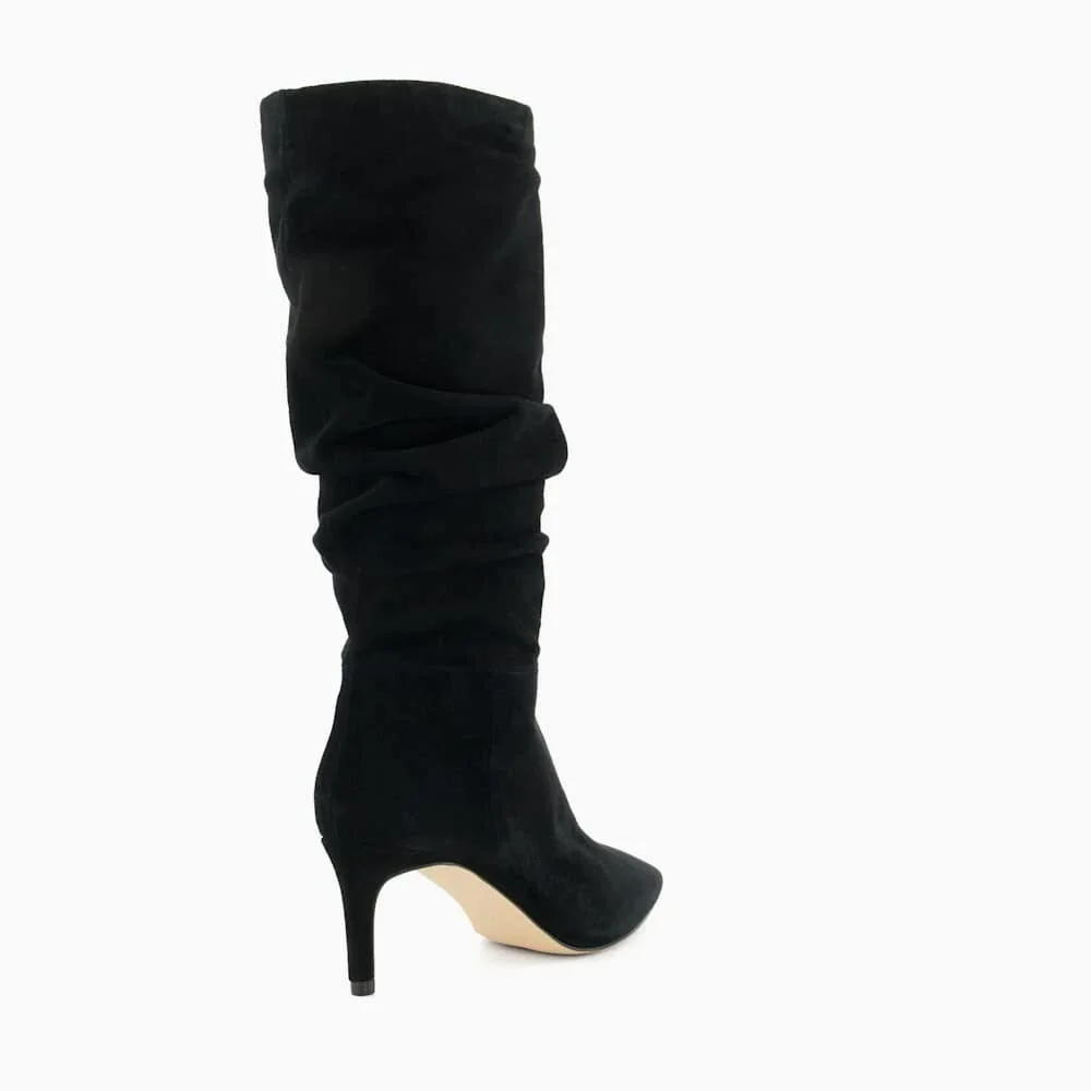 Nine West Mycki Dress Boots Women's 8 Black Faux Suede Mid-Calf Bootie TZP373